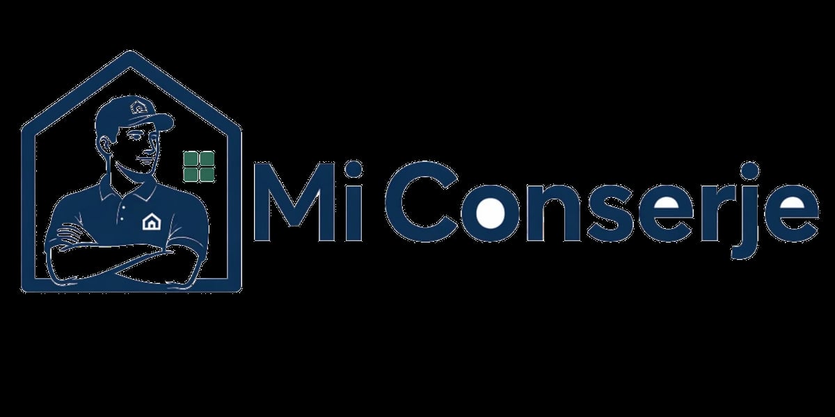 Mi Conserje — logo con icono de casa y texto en azul